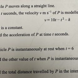 Particle p moves along the x axis such that