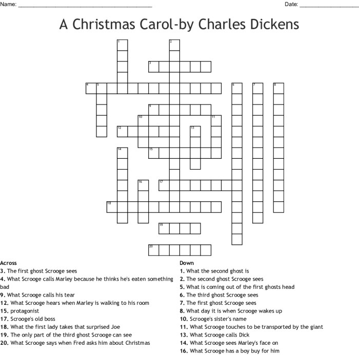 A christmas carol crossword puzzle