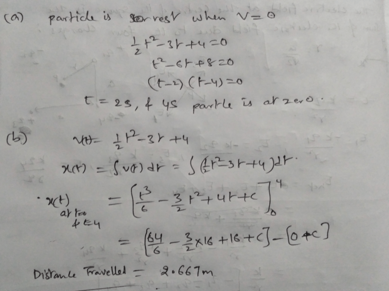 Particle p moves along the x axis such that