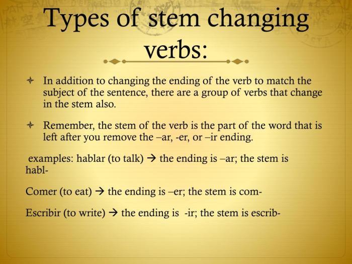 Stem changing verbs word search answers